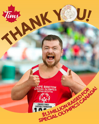 Tim Hortons® raises $1.3 million through Special Olympics Donuts, with 100 per cent of proceeds donated to Special Olympics Canada (CNW Group/Tim Hortons)